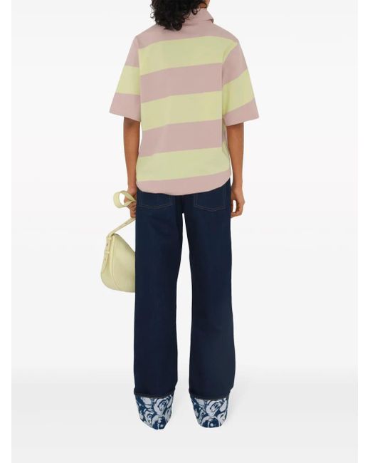 Burberry Natural Striped Cotton Polo Shirt