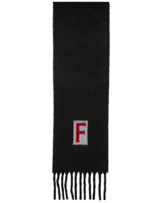 Ferragamo Black Scarf With Jacquard Detailing for men