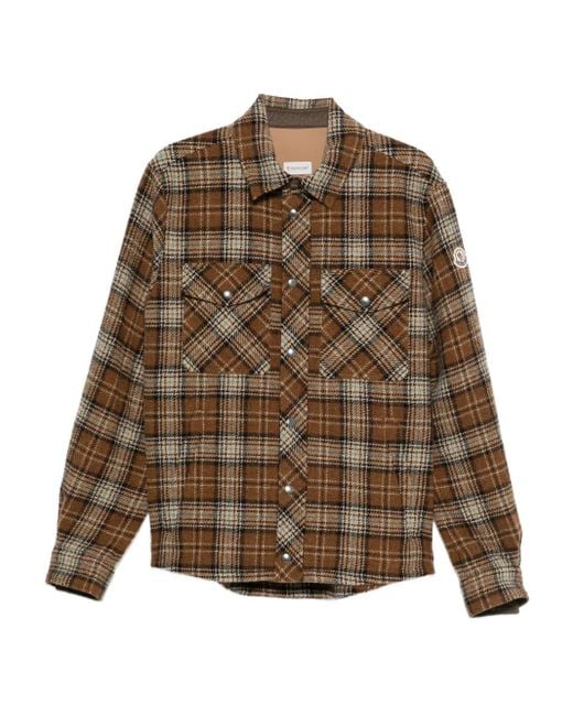 Moncler Brown Check Pocket Shirt for men