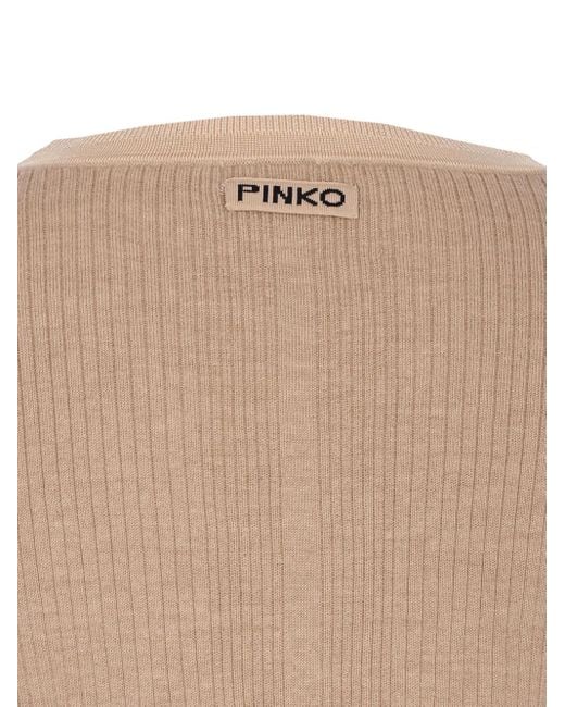 Pinko Geribbeld Vest Met V-Hals in het Natural
