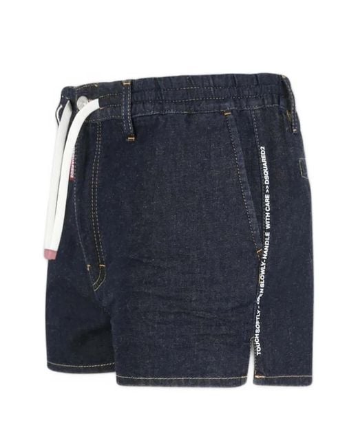 DSquared² Blue Belt-Loops Drawstring Shorts for men
