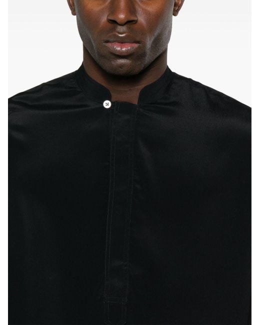 Lardini Black Band-collar Crepe Shirt for men