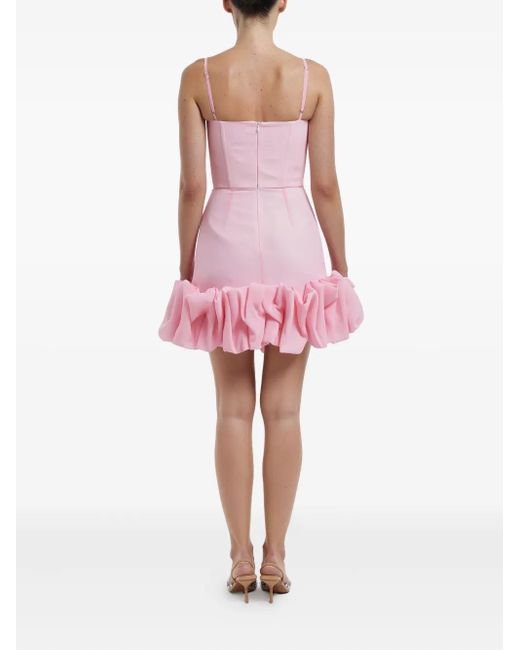 POST MERIDIEM Pink Draped Ruffle Mini Dress