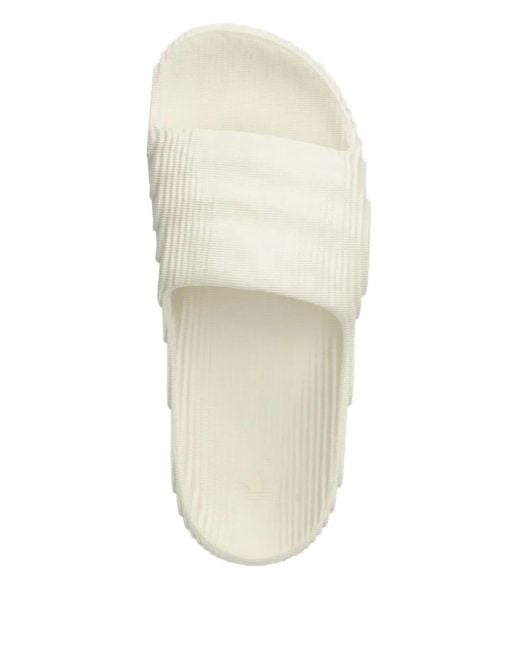 Adidas White Logo-Print Slides