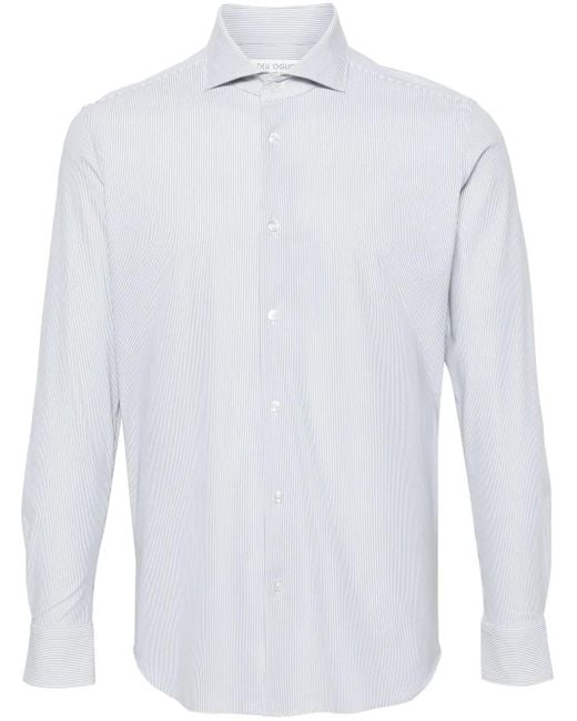 Dell'Oglio White Striped Spread-Collar Shirt for men