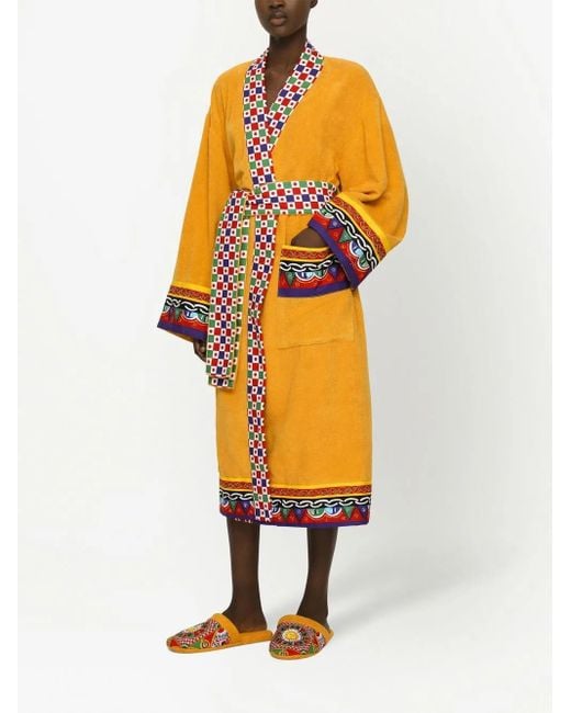 Dolce & Gabbana Yellow Cotton Terry Slippers