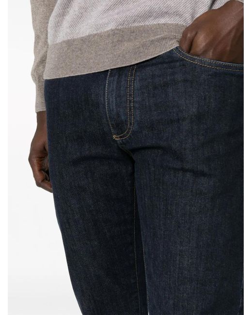 Canali Blue Low-Rise Straight-Leg Trousers for men