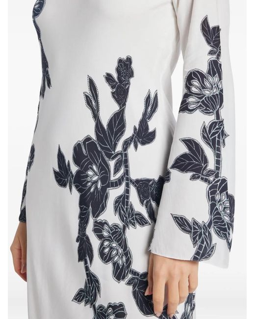 Hemant & Nandita White Aahi Bell-Sleeve Floral Maxi Dress