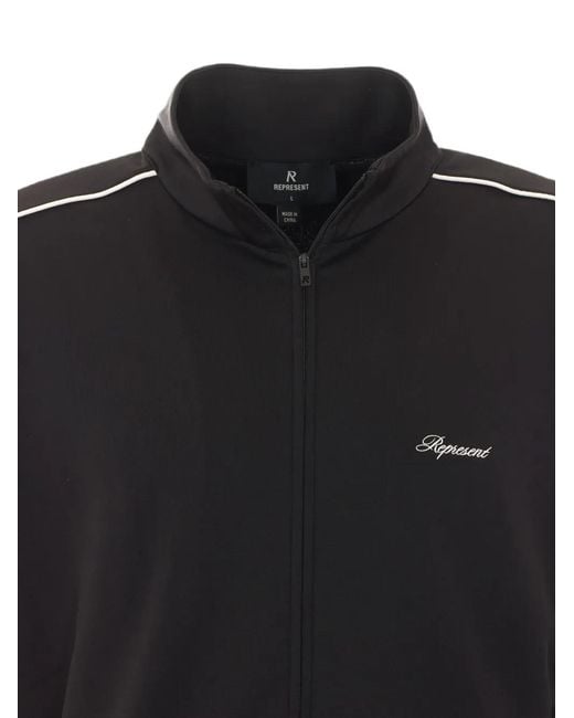 Represent Blue Embroidered-Logo Piped-Detail Track Jacket for men