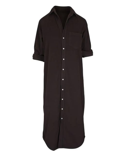 Frank & Eileen Black Corduroy Button-Front Shirt Midi Dress