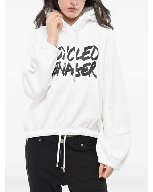DSquared² White Onion Logo-Print Drawstring Hoodie