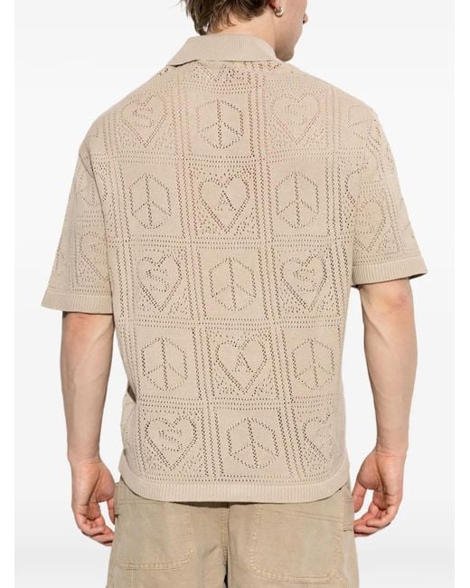 AllSaints Natural Arktx Perforated-Knit Short-Sleeve Cardigan for men