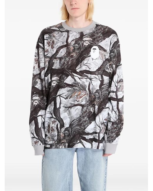 A Bathing Ape Gray Long-Sleeve T-Shirt