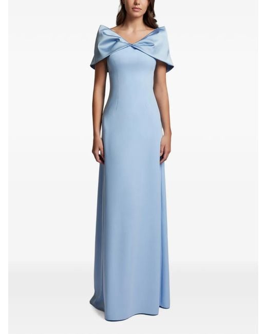 Cristallini Blue Belted Fluid Maxi Dress