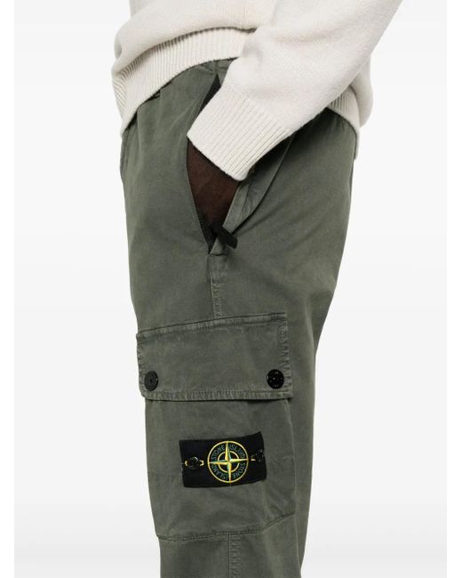 Stone Island Gray Cotton Cargo Trousers With Pockets for men