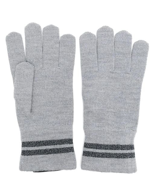 Canada Goose Gray Striped Knit Gloves