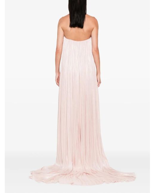 Nissa Pink Pleated Floral-Embellished Dress