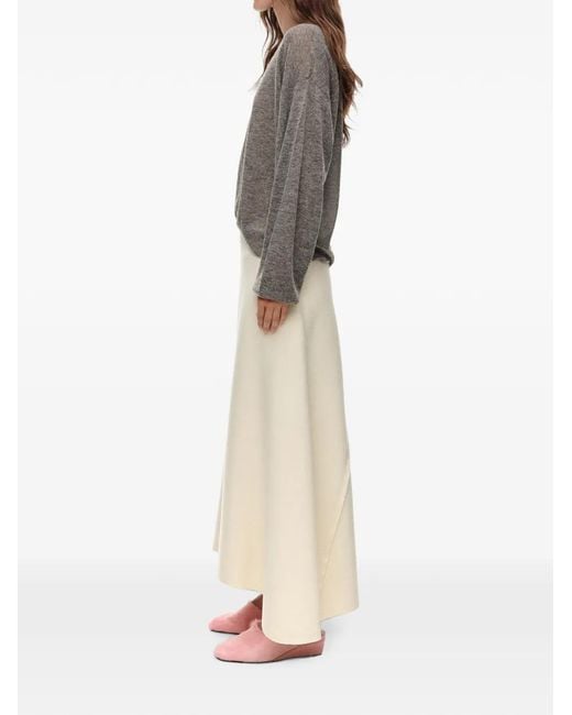 Bimba Y Lola White Double-Sided Wool Skirt A-Line, Ivory