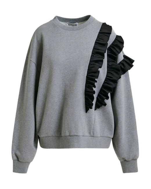 Essentiel Antwerp Gray Iwave Ruffle-Detail Sweatshirt