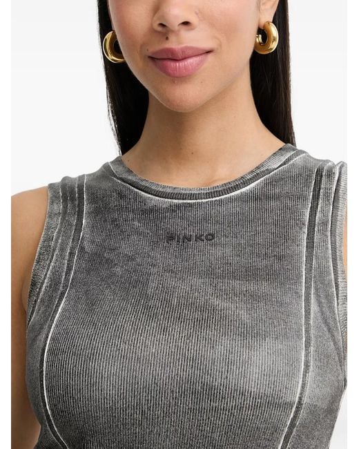 Pinko Blue Acid-Wash Ribbed Top