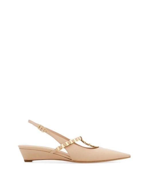 Ferragamo Natural Vara Chain Slingback