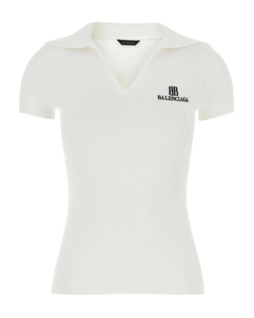 Balenciaga White Short-Sleeve Nano Bb Tank Top Viscose
