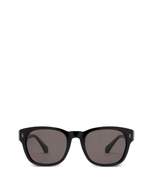 Cartier Gray Logo-Plaque Square-Frame Sunglasses for men