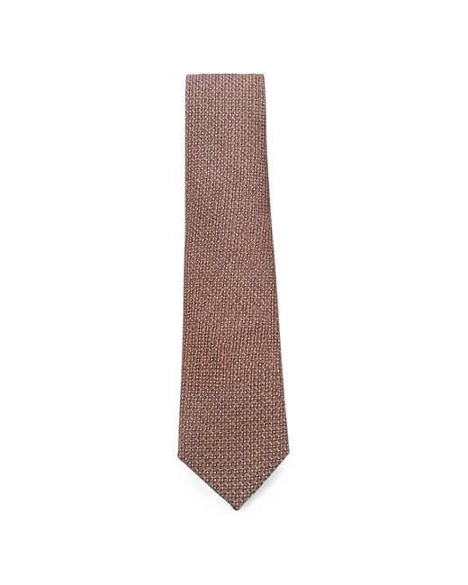 Tombolini Brown Geometric-Print Pointed-Tip Tie for men