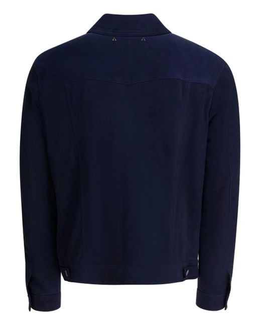 Altum Blue Suede Buttoned Jacket for men