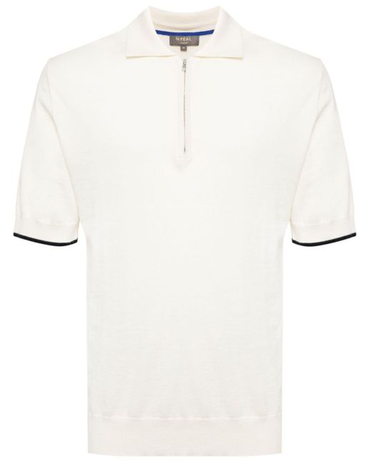 N.Peal Cashmere Fijngebreid Poloshirt in het White voor heren