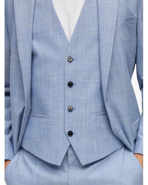 HUGO Blue Button-Fastening Waistcoat for men