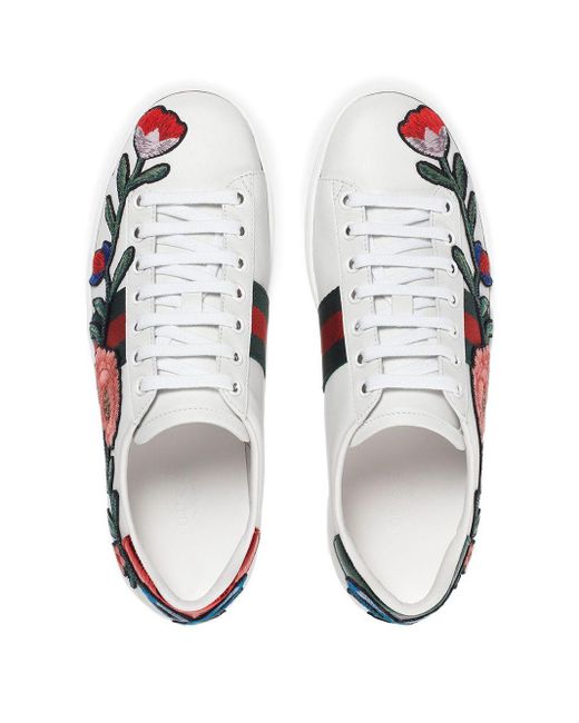 gucci ace floral embroidered sneakers