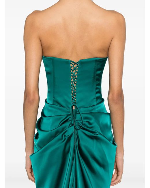 Ana Radu Green Corset-Style Satin Gown