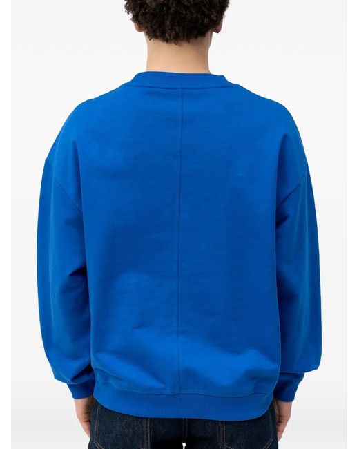 HUGO Blue Logo-Patch Crew-Neck Sweatshirt for men