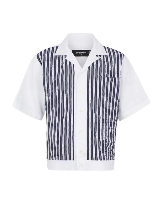 DSquared² Blue Bowling Crinckled Shirt for men