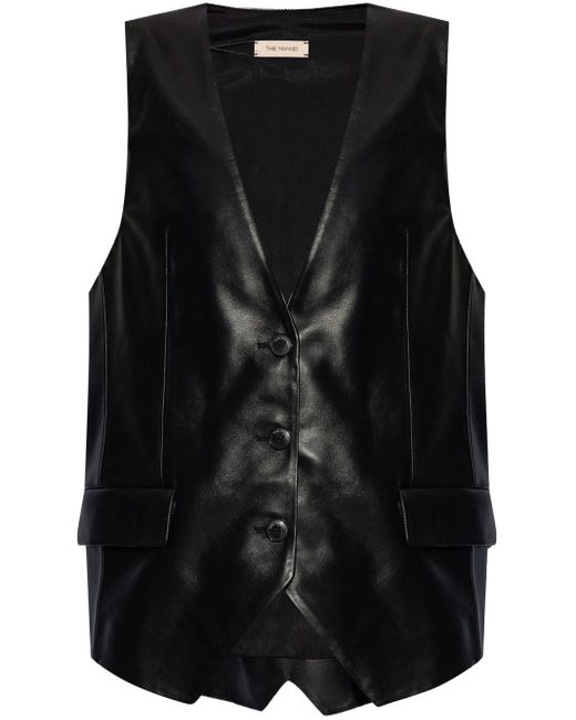 The Mannei Black Isere Leather Waistcoat