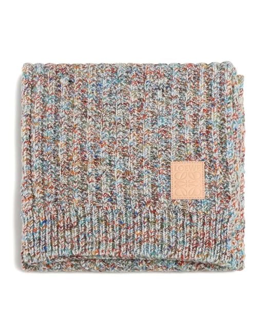 Loewe Gray Logo-Patch Ribbed Scarf