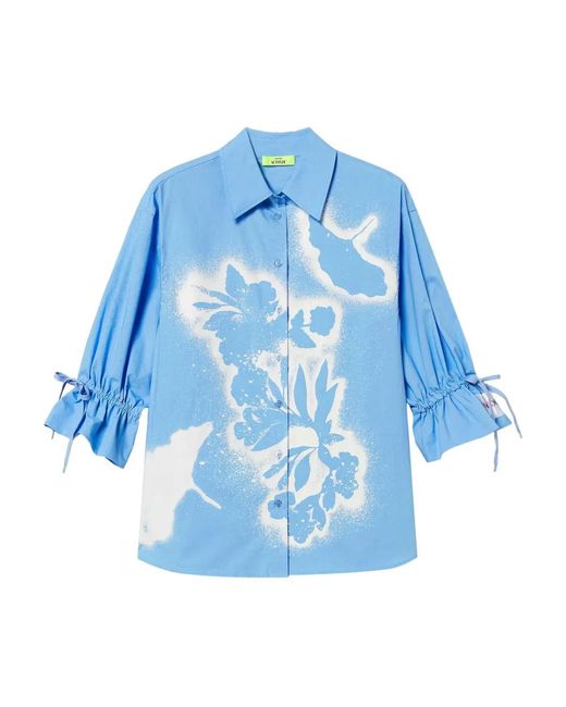 Twinset Blue Spray-Paint Effect Shirt
