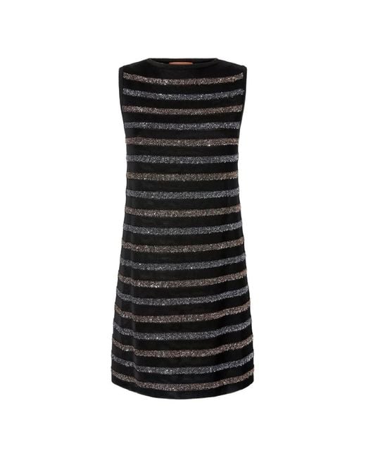 Missoni Black Striped Sequin-Embellished Mini Knitted Dress
