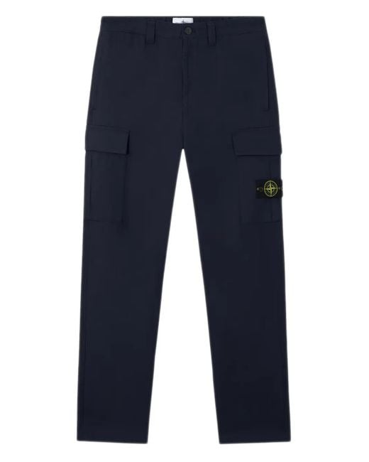 Stone Island Blue Compass-Badge Trousers for men