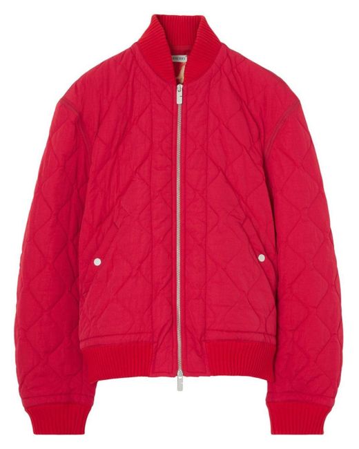 Burberry Red Quilted Bomber Jacket for men