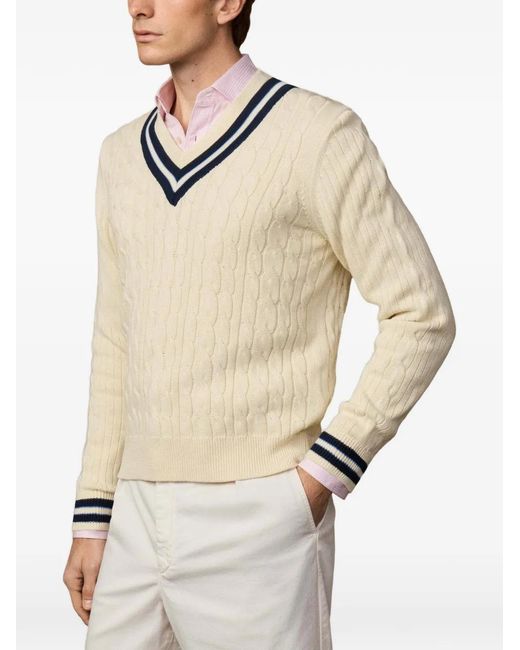 Hackett Natural Cable-Knit Cricket Sweater for men