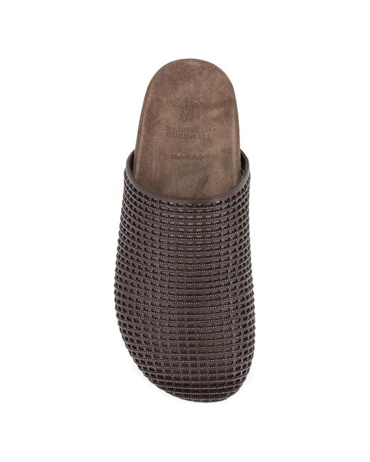 Brunello Cucinelli Brown Perforated Mules