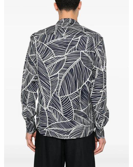 Giorgio Armani Gray Graphic-Print Shirt for men
