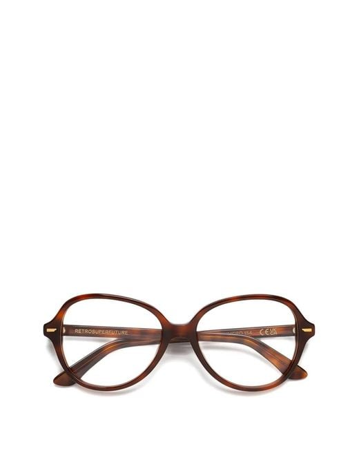 Retrosuperfuture Brown Oval-Frame Glasses