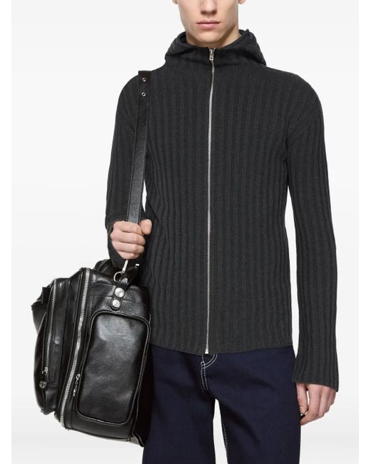 Acne Geribbeld Vest Met Capuchon En Rits in het Black