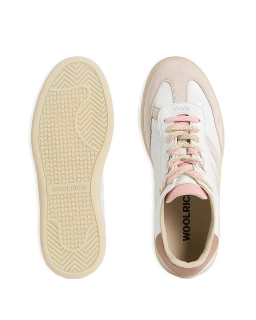 Woolrich White Doubleu Crackle-Effect Sneakers