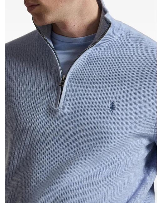 Polo Ralph Lauren Blue Quarter Zip Knit Sweater for men