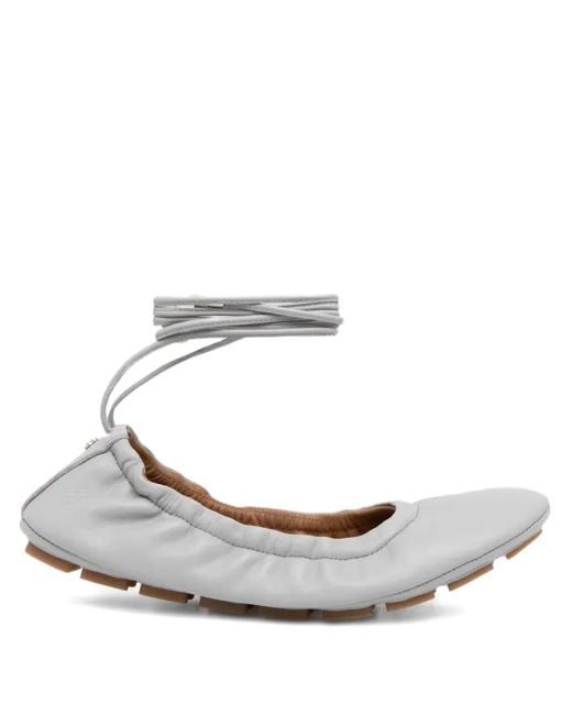 Boss White Ankle-Ties Ballet Flats