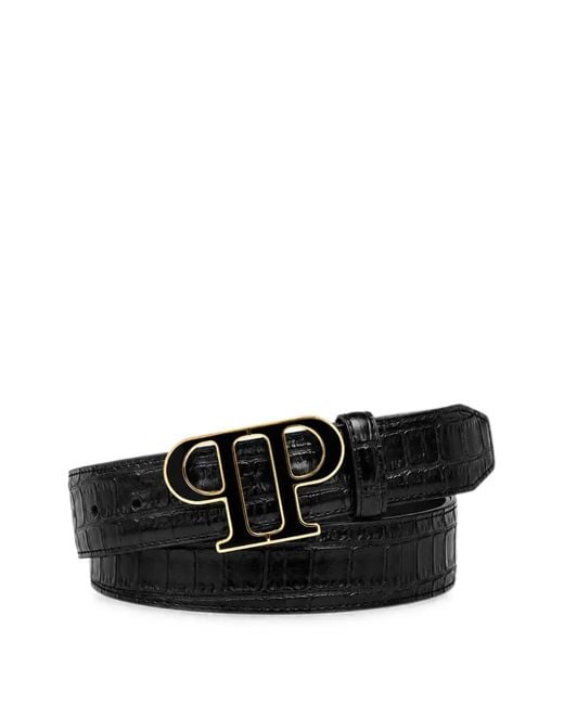 Philipp Plein Black Ceinture En Cuir Pp Cocco for men